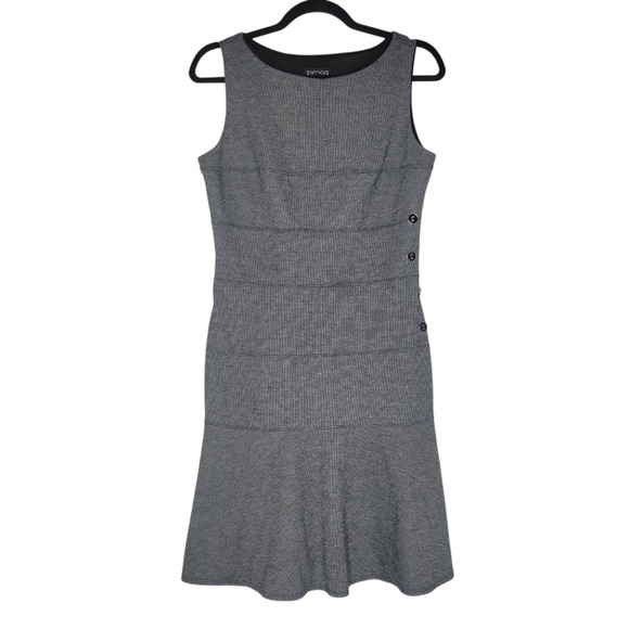 En Focus Studio Dress 10 Gray Knit Stretch Flouncy Hem Career Work Office Siren - Picture 1 of 6